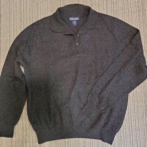 Lands' End cashmere grey henley, SZ L